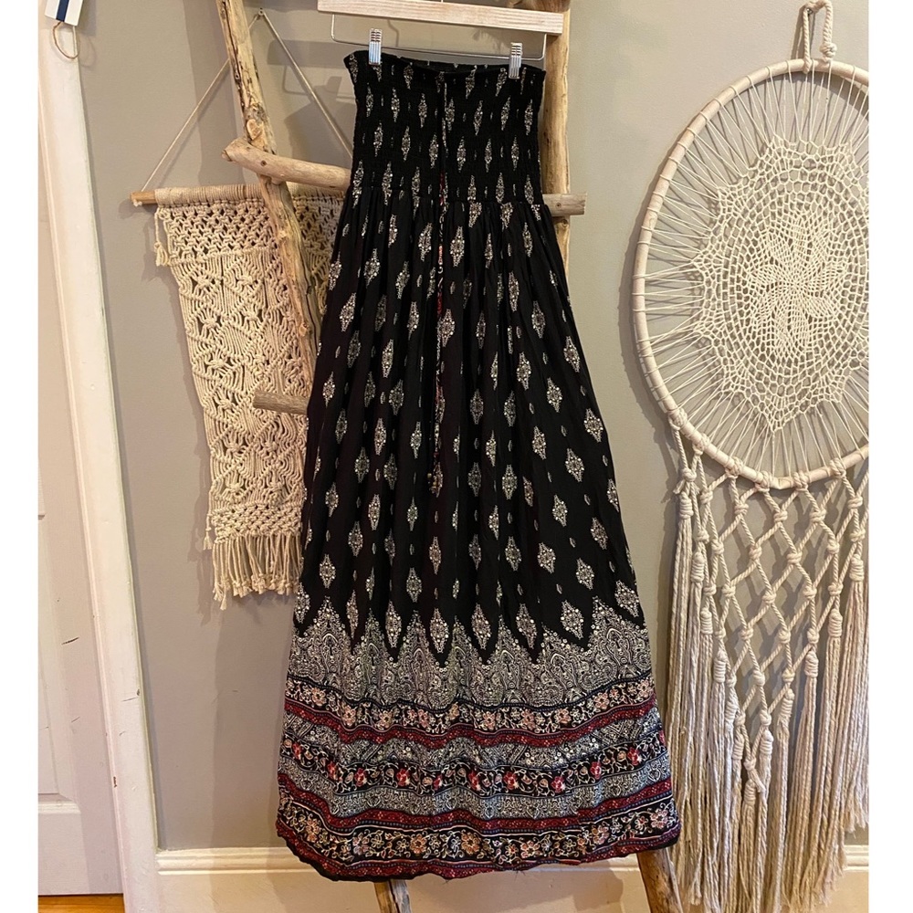 Strapless bohemian dress